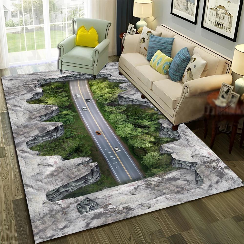 3D Illusion Vision Hallucination HD Carpet Rug for Home Living Room Bedroom Sofa Doormat Decor,Child Area Rug Non-slip Floor Mat
