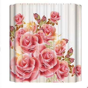 

Golden Rose Shower Curtain Flowers Bathroom Curtain For Valentine S Day Bathtub Decor Waterproof Rose Bath Curtains With Hooks W90*H180(CM)-1 Pcs