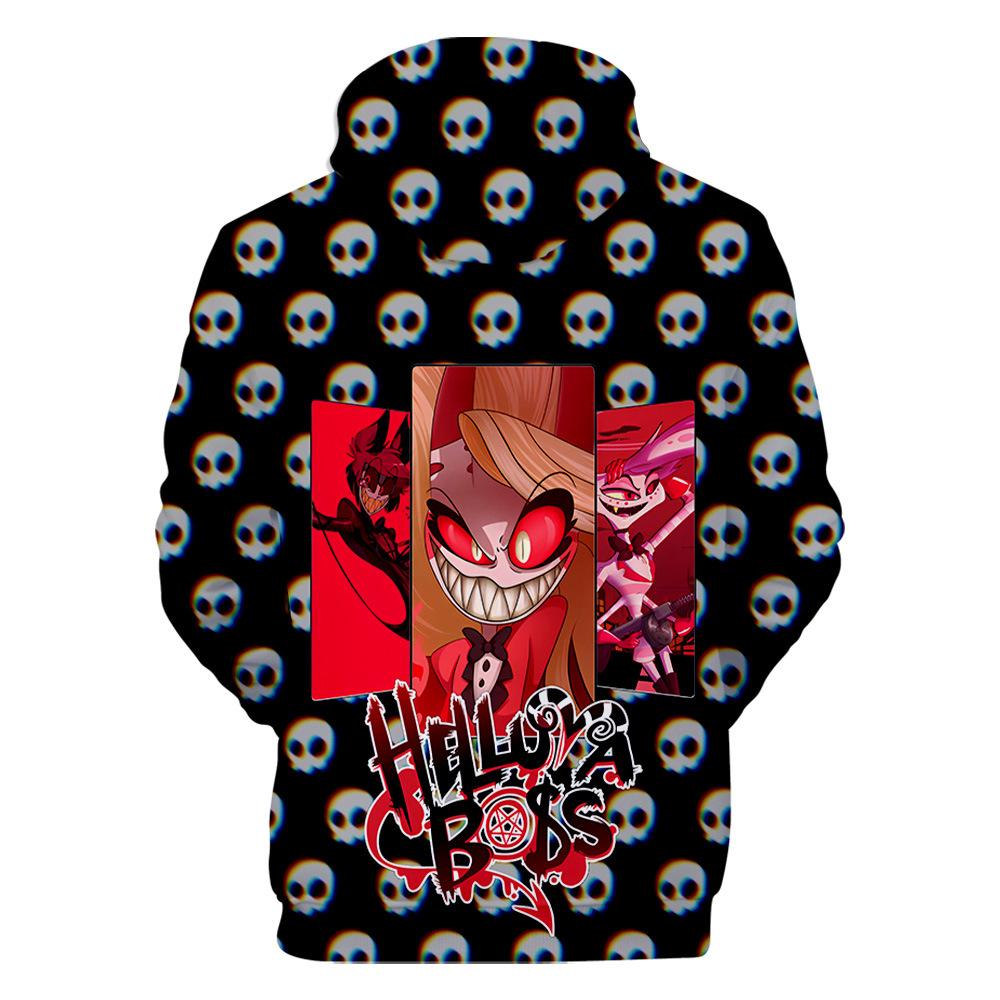 Mens Hooded Hazbin Hotel Printed Spring Autumn Streetwear Pullover Sweatshirt Fashion Hoodie Casual New Men Tracksuit Streetwear