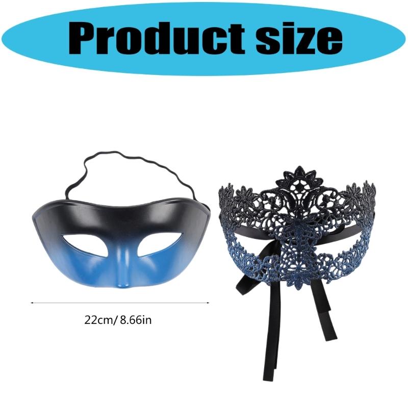 2 Part Set Elegant Half Face Pretend Disguises Thin Plastic For Halloween Parties & Celebratory Gatherings