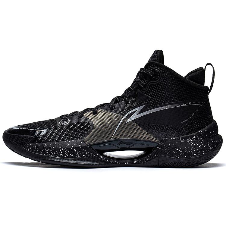 New LINING Basketball Shoes Men Mid Top Black ABAS027-11