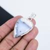 Natürlicher Dendritenopal Edelstein Silberanhänger in 925 Sterlingsilber - Handgefertigtes Birnendesign, Alltagsschmuck Geburtstagsgeschenk