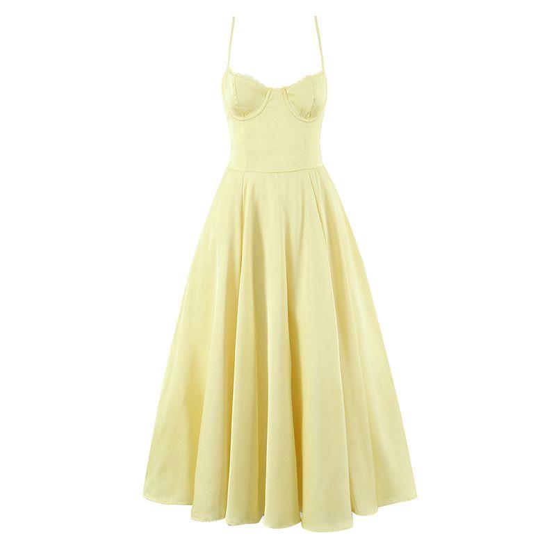 

Milk Salt Dream House Same Style French style Elegant Sunshine Temperament Large Skirt Holiday Style Sling Tube Top Dress Milk Salt Dream L