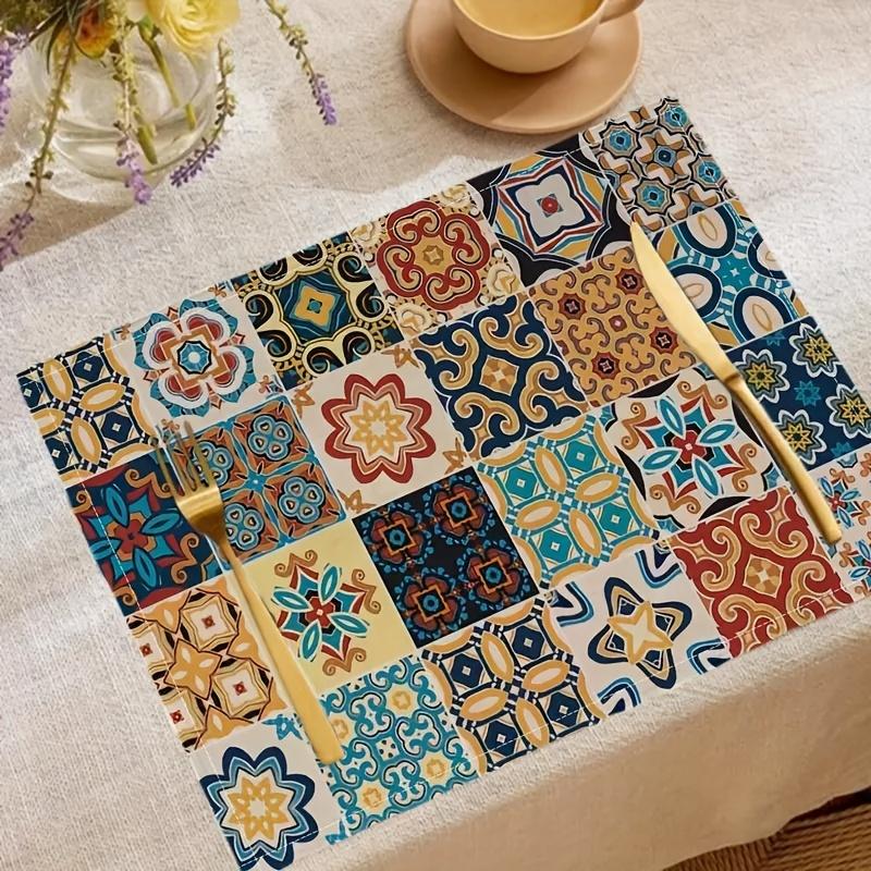 Set di 4 tovagliette, Tovagliette con design artistico, Perfette per Tavoli da Pranzo e Tavolini da Caffè, Decorazioni per la Casa, Cucina Ristorante Festa