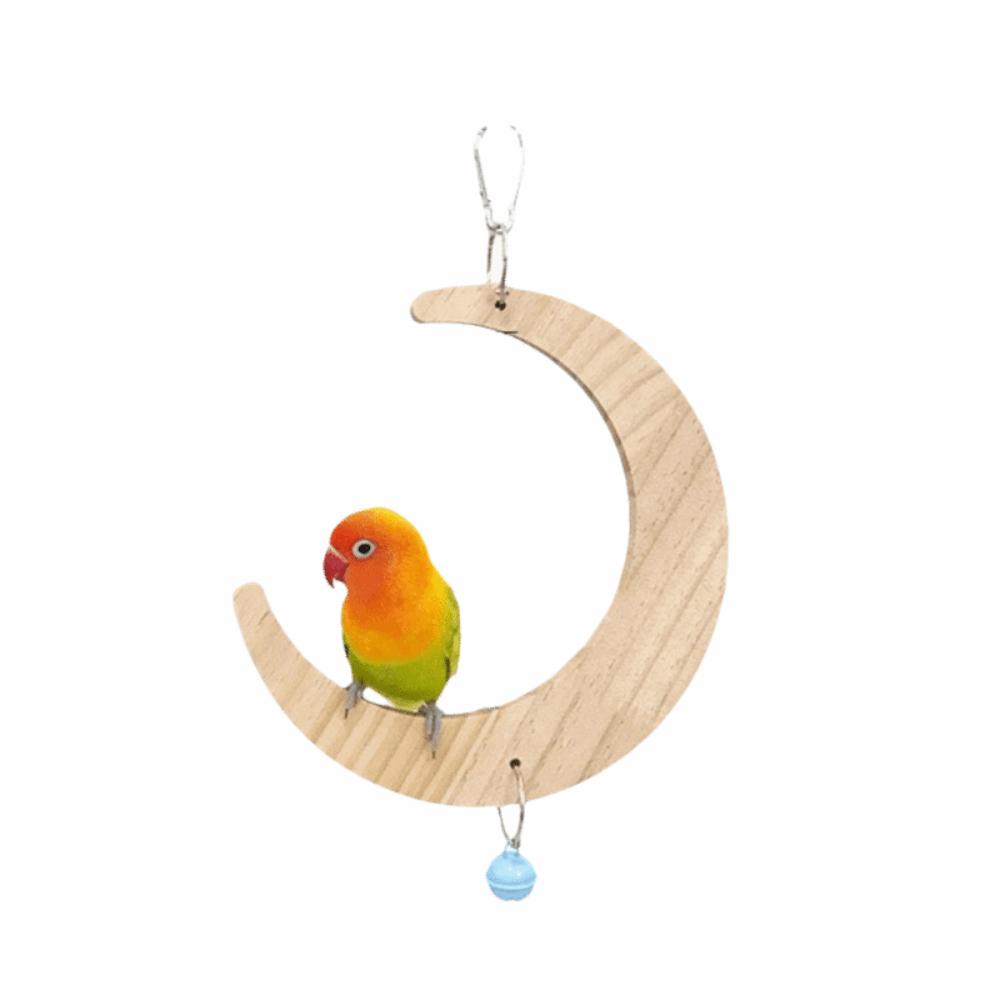 Bite Resistant Bird Flower Mirror Toy Moon-shaped Parrot Swing Stand  For Small Parrot