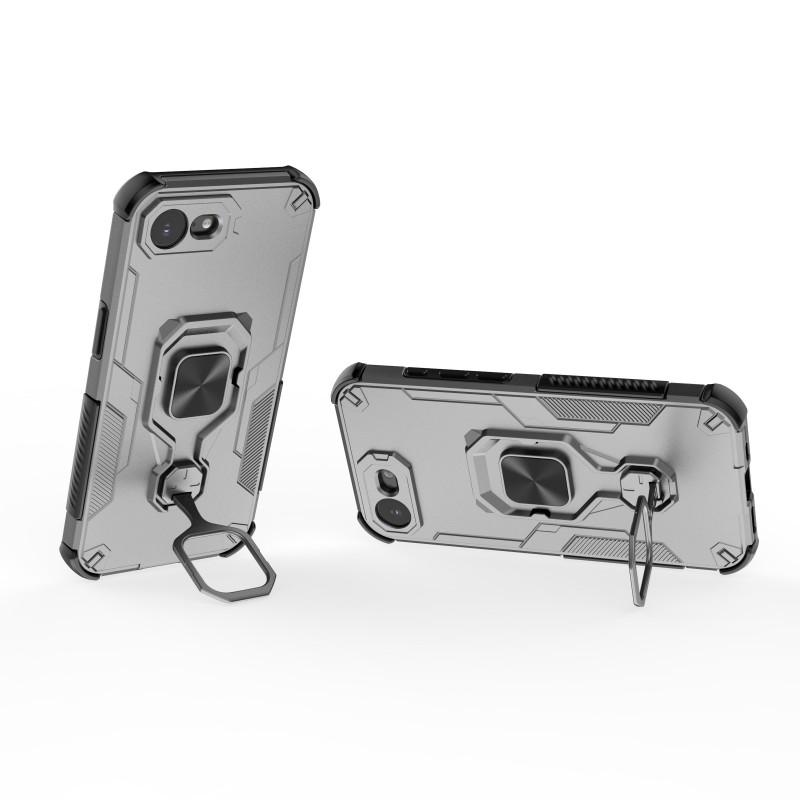 For iPhone 16e Phone Case WANLONFENG PC TPU Back Cover Kickstand with Tempered Glass