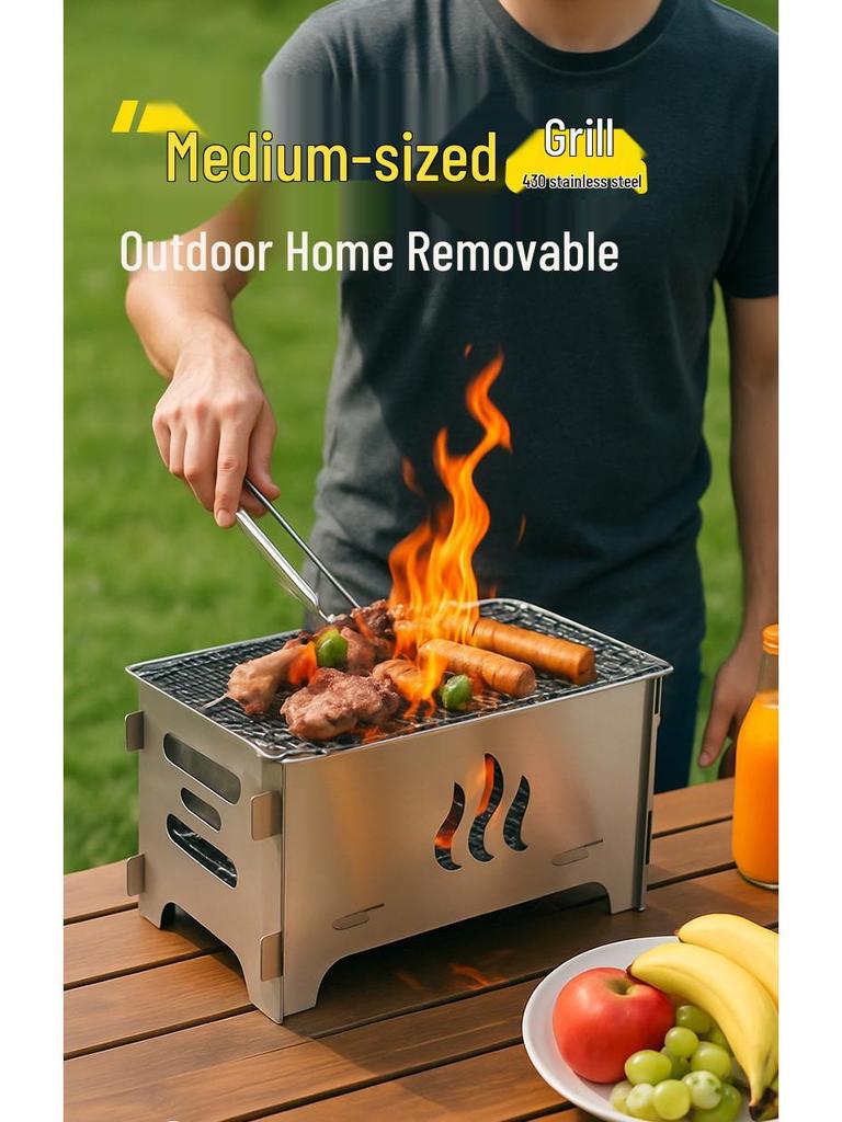 Bärbar utomhusgrill: Kompakt kolgrill för kött & fisk