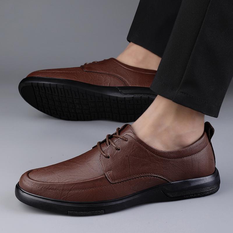 Fashion Spring Autumn Man Genuine Leather Casual Shoes Luxury Derby Shoes Lace-Up Male Flats Business Mens Footwear Classic Oxford Shoes