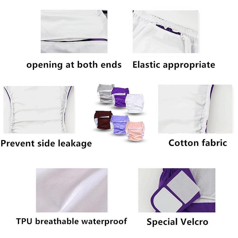 New Washable Incontinent Care Adult Pants Absorbent Cloth Diaper Nappy(White)