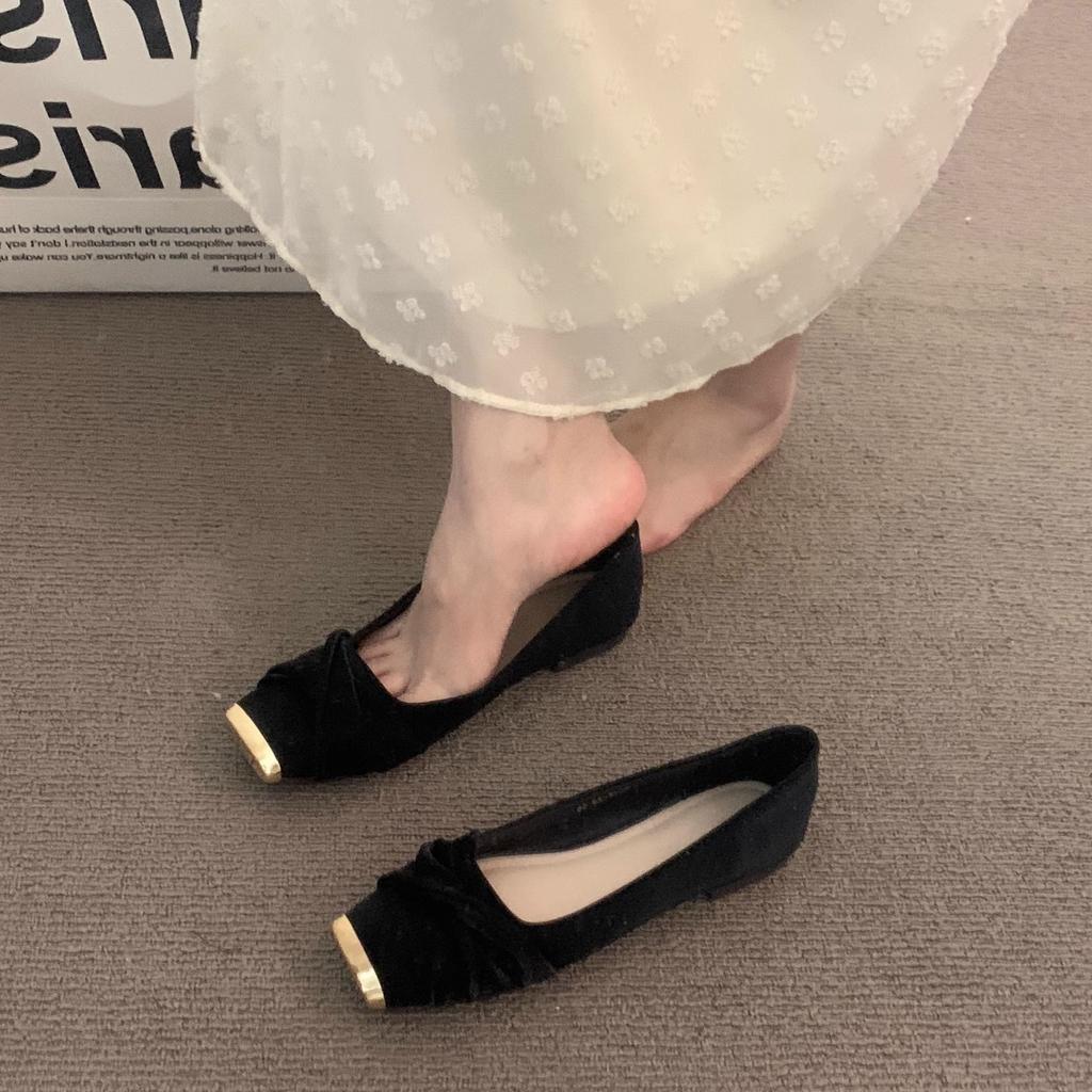 Flat-bottomed temperament gentle senior commuter single shoes women's shoes 2025 new spring French square head Mary Jane ladyshoes