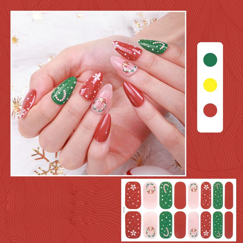 Christmas Series Full Cover Nail Stickers Snowflake Nail Decal Women Self Adhesive Manicure Designer Nail Art Sticker Decoration