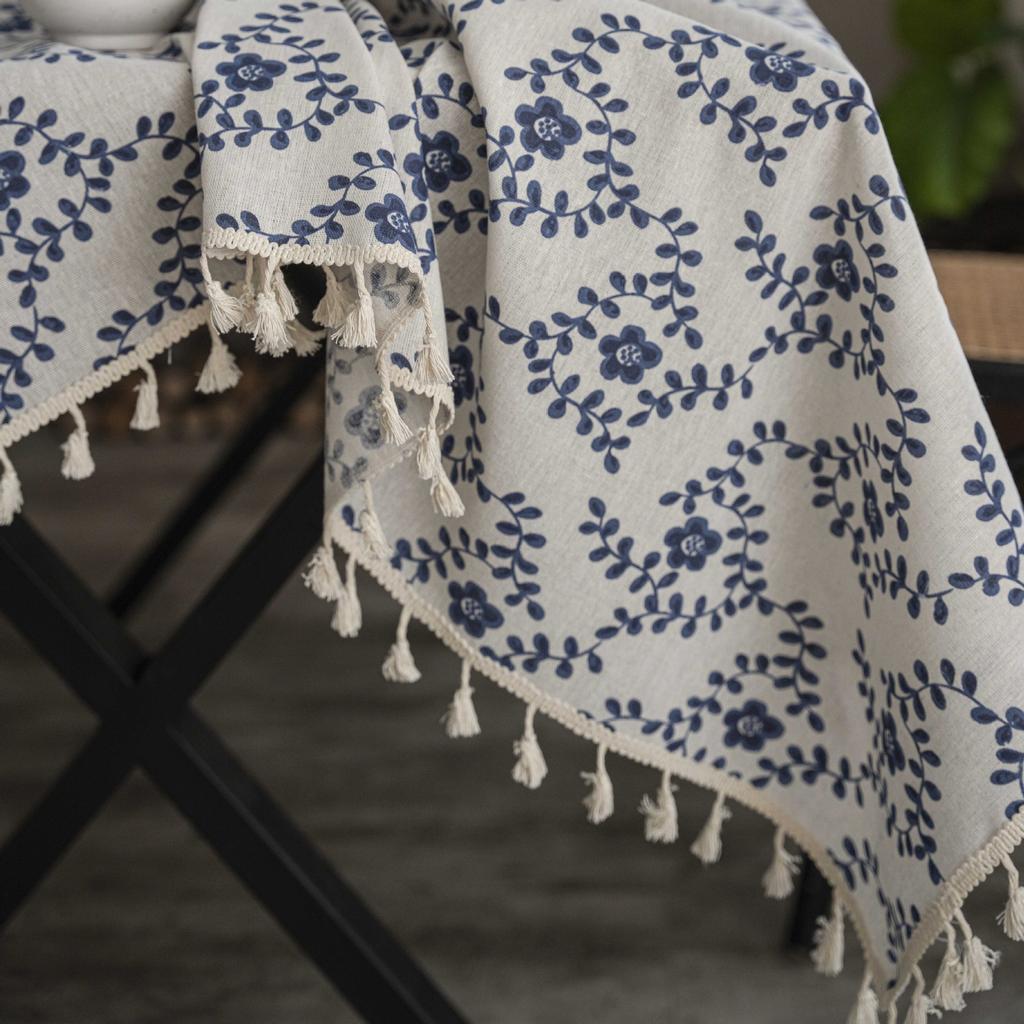 Cloth Dad Retro Cotton And Linen Wind Printing Dining Table Cloth Fringed Tablecloth Household Coffee Table Dust Cover