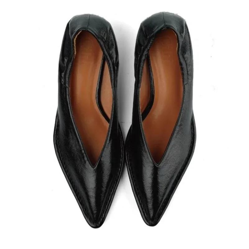 

Fashion Pointed Toe Single Shoes 2025 Summer New Gentle Evening Evening Breeze Solid Color Versatile Women s Shoes 35 чёрный