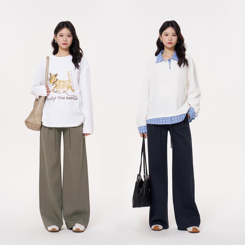 Masanon 2025 Maternity Wide-Leg Drawstring Pants – Comfortable Autumn Wear