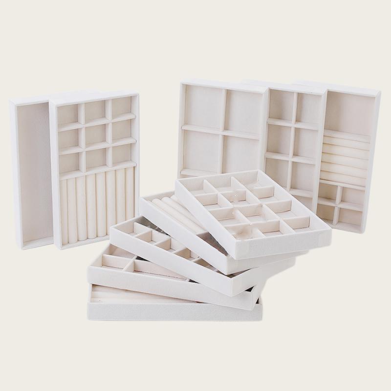 1PC Beige Flocking Jewelry Organizer Tray Detachable Divider Jewelry Box Multi Grids Storage Case for DIY Jewelry Making Display