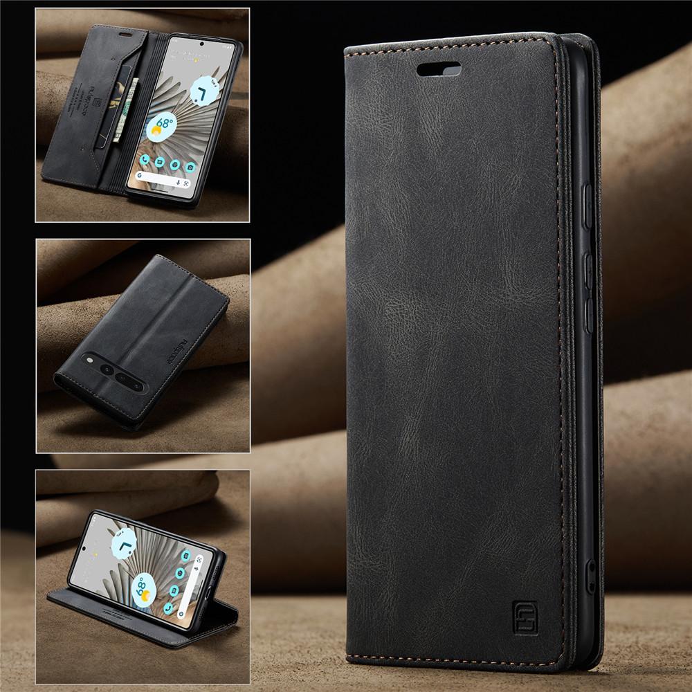 Luxury Genuine Leather Magnetic Wallet Flip Case for Google Pixel 7 6 Pro Card Slot Stand Shockproof Foldable Holder Full Protection Cover
