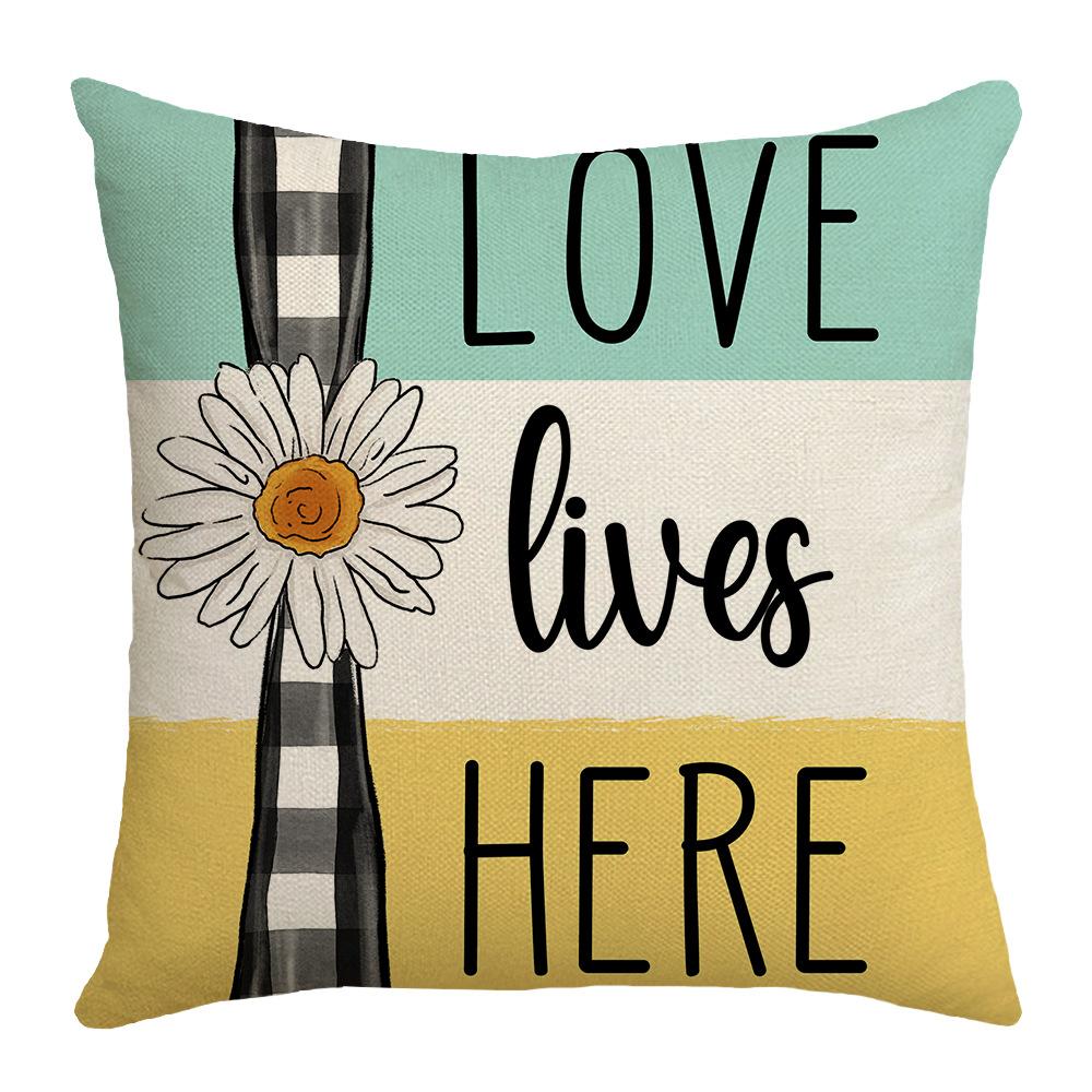 

Чехол для подушки с принтом подсолнухов Чехол для подушки с принтом ромашек Чехол для подушки из льна Чехол для подушки с принтом гостиной 45*45cmJYM310-4