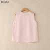 ZANZEA Women Casual Round Neck Loose Sleeveless Stripe Tank Tops