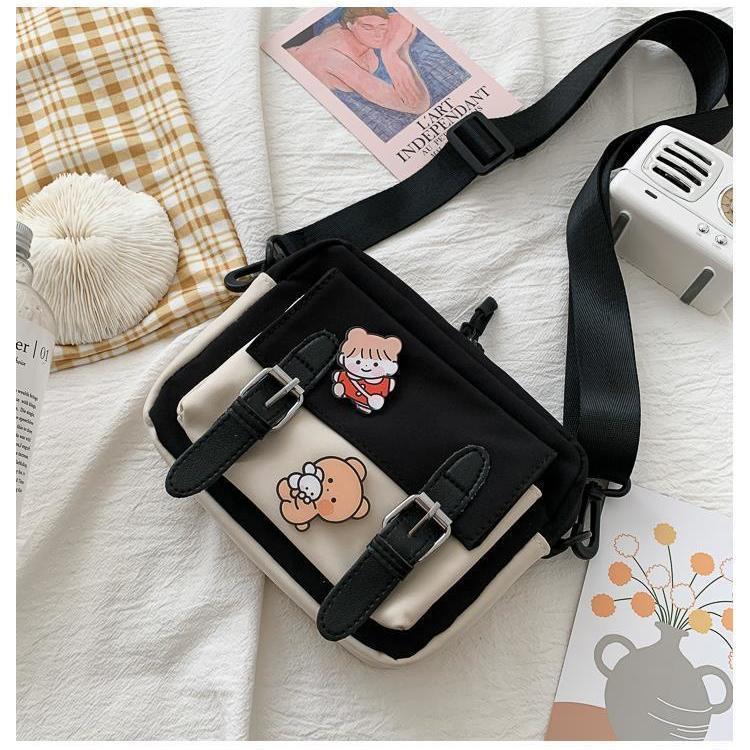Koreansk lerret liten veske - Søt Harajuku-stil crossbody for jenter og studenter