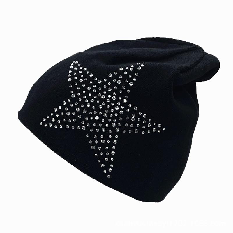 Women's Autumn & Winter Knit Star-Studded Warm Wool Hat - Double-Layer Breathable Pullover Design