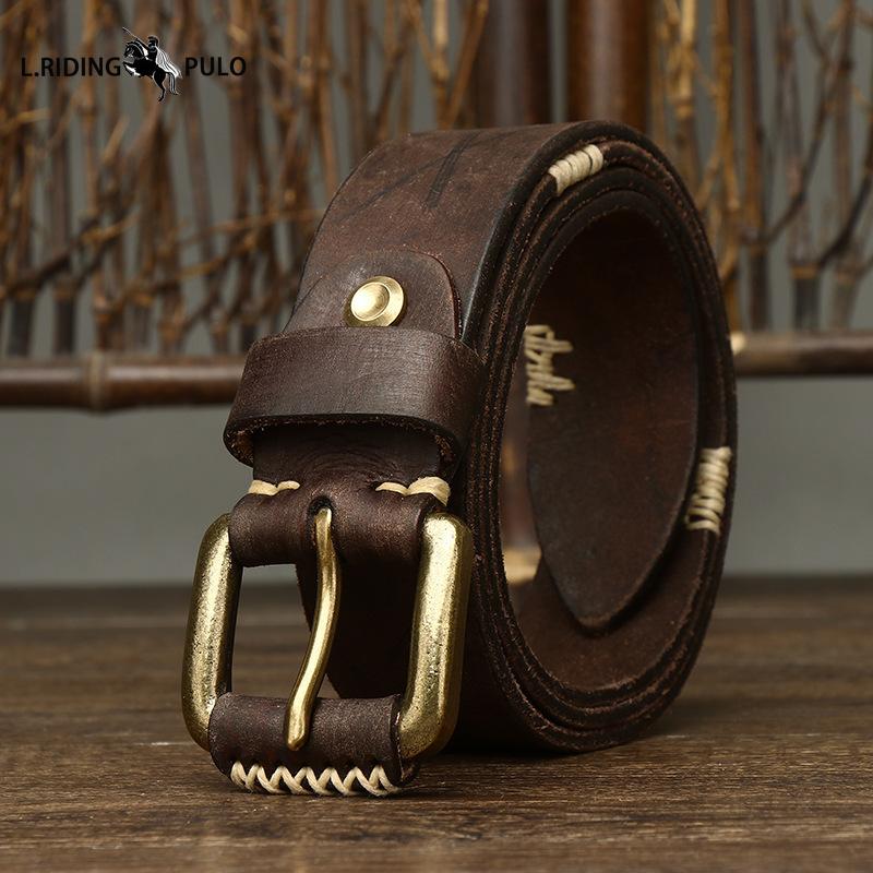 Vintage Genuine Leather Cowhide Belt Men's Genuine Leather Pin Buckle Korean Style Personality Trend Jeans Belt