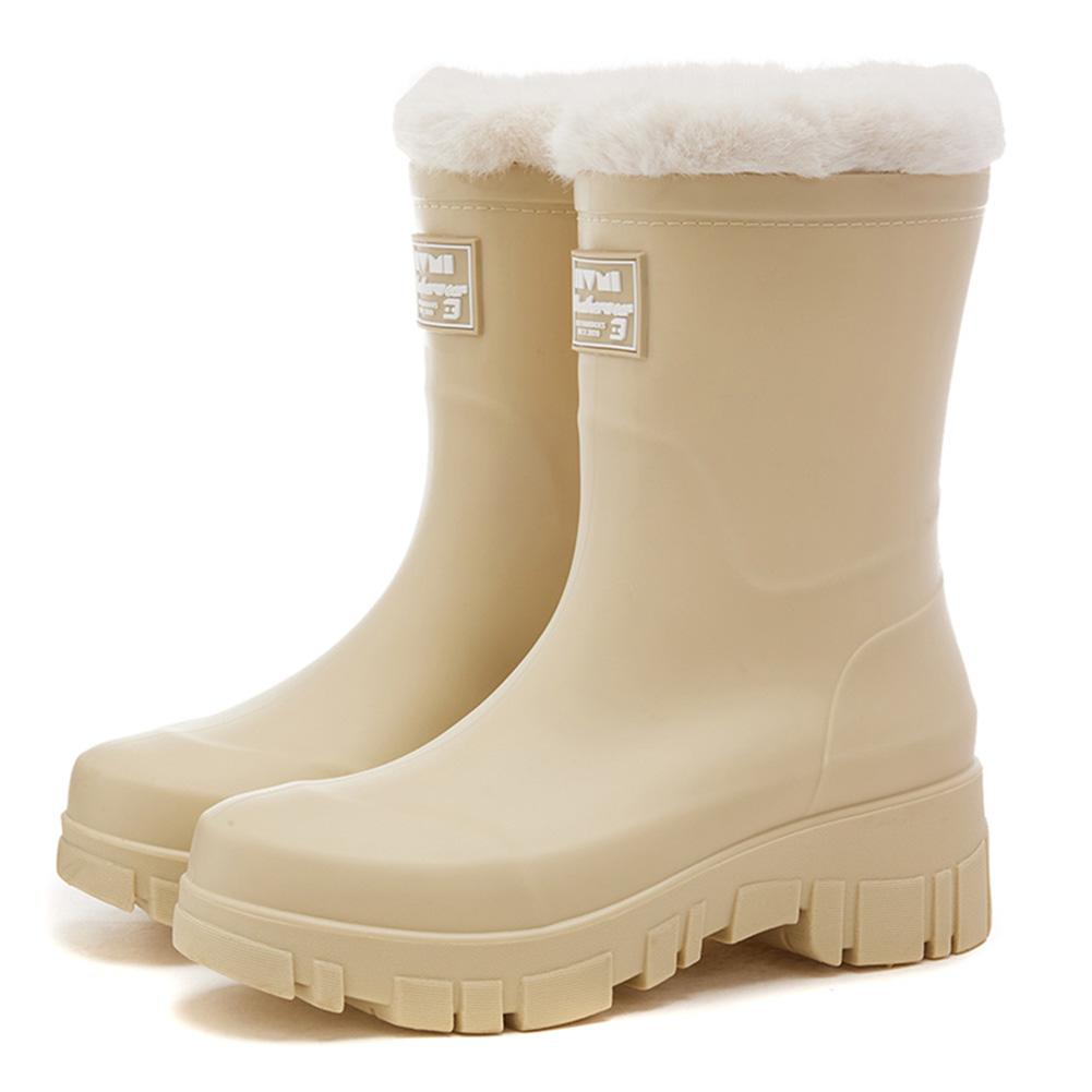

Women s Rain Shoes Waterproof Wellington Boots Anti-slipping Garden Shoes Rubber Shoes for Outdoor Use 36 бежевый