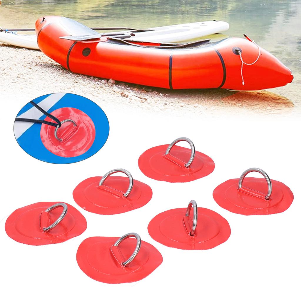 6pcs Inflatable Boat Kayak D Pad Patch Marine Fixed Buckle with Elastic Bungee Cord(Black )