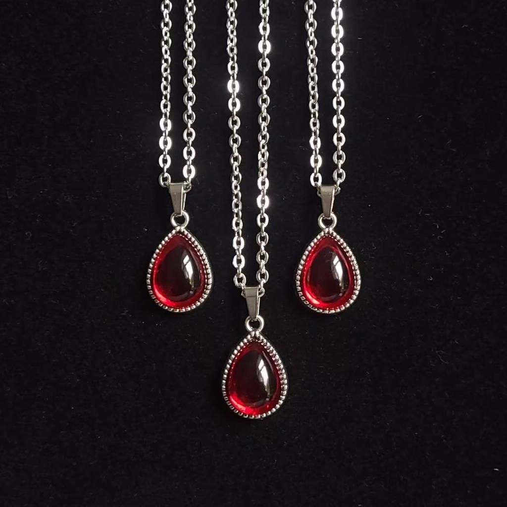 Vampire Blood Drop Necklace Gothic Jewelry With Stainless Steel Chain For Men And Women