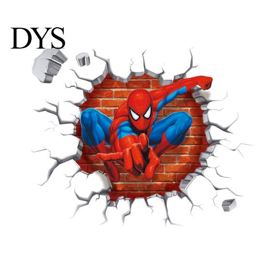 Wallpaper Wall Sticker Cartoon 3D Effect Spiderman Decorative Poster Decal Home Decor Gifts for Kids Rooms Paper
