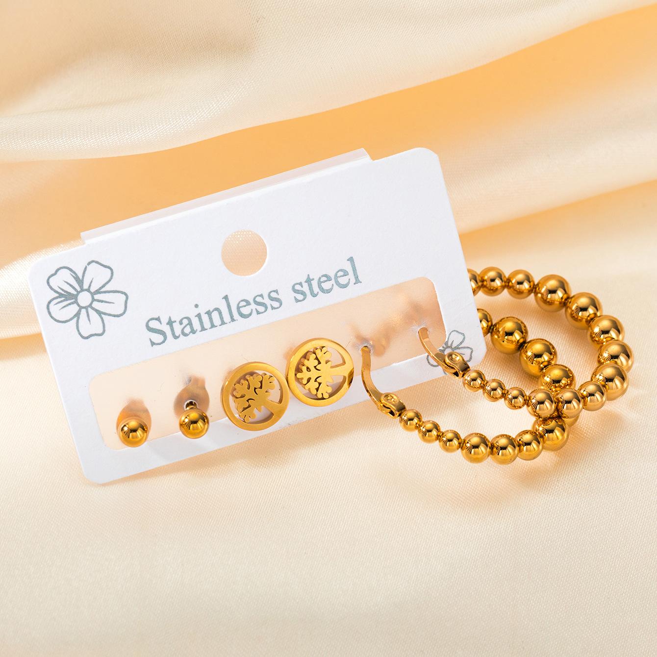 

Европейские и американские серьги-гвоздики, набор из 3-х предметов, геометрические серьги-кольца, женские простые, темпераментные, персонализированные, универсальные серьги из титановой стали