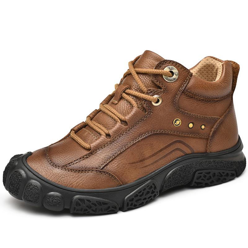 Fashion Golden Sapling Outdoor Men's Boots Genuine Leather Winter Shoes for Men Classics Mountain Trekking Footwear Tactical Ankle Boot