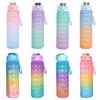 Colorful Motivational Sports Water Bottle With Time Marker Plastic Frosted Water Cup Outdoor Fitness Water Bottles 800ml 900ml