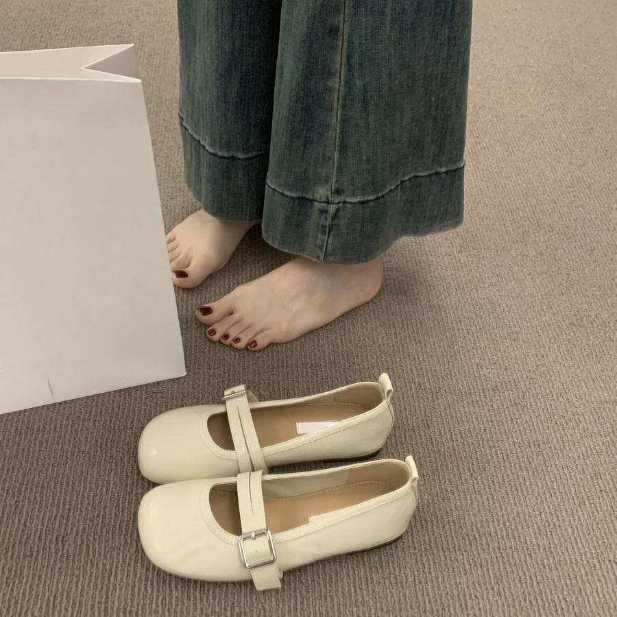 Retro Mango Head Mary Jane Shoes Are Versatile and Not Tired, One Pedal Ballet Single Shoes for Women