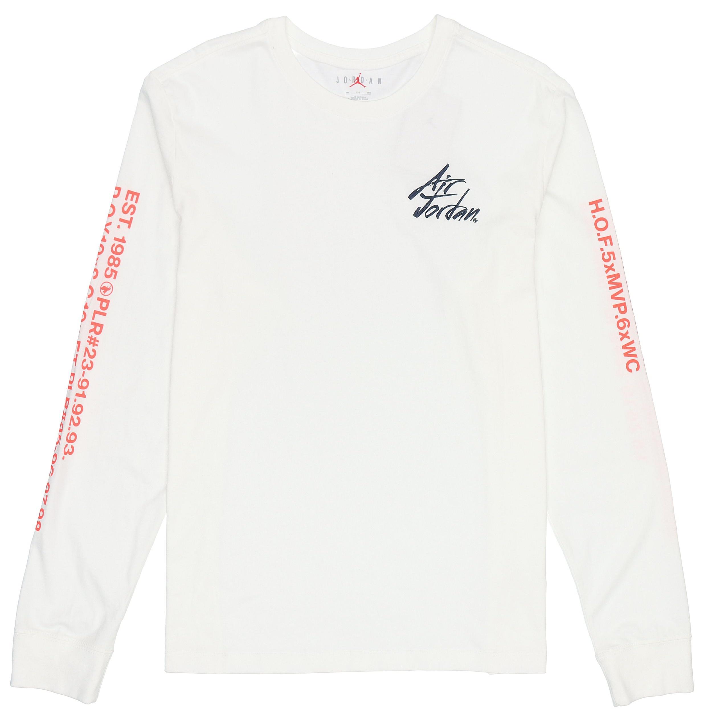 Air Jordan Embroidered Alphabet Printing Casual Sports Round Neck Long Sleeves White Men s DC6647-100 XXL
