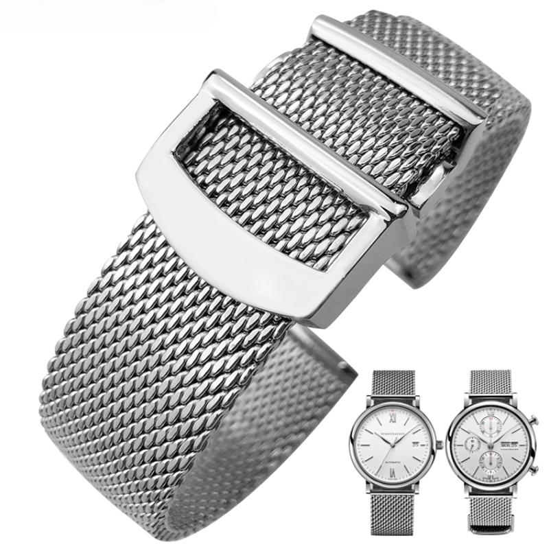 Waterproof Sweatproof Non-rusting Solid Steel Watch Strap for IWC Portofino Series 356501 391033 Woven Mesh Style Strap 20 22mm