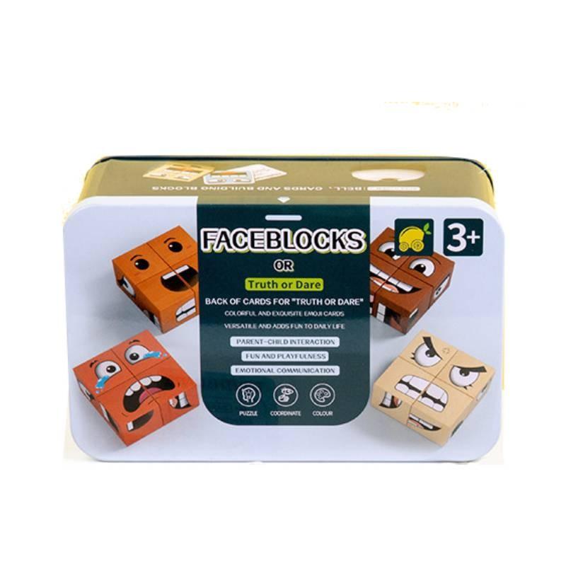 Face Wooden Changing Rubiks Cube Building Blocks With Challenge Cards Gift For