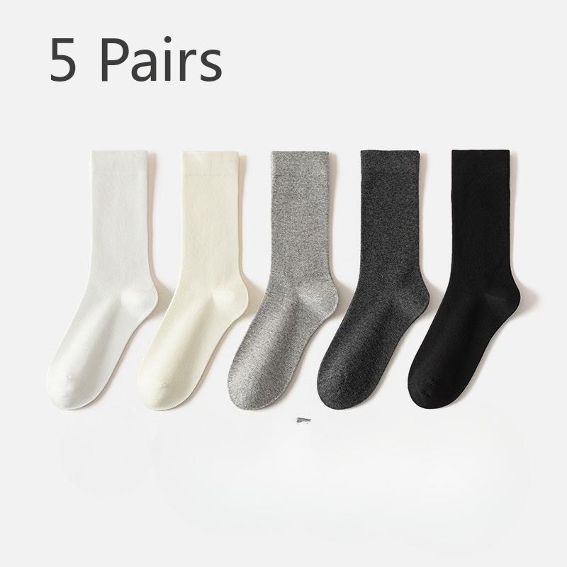 5 Par Szarych Skarpetek, Damskie Letnie Cienkie Skarpetki Długie z Frotte, Antyzapachowe Skarpetki Poporodowe, Bezszwowe Oddychające Bawełniane Skarpetki w Jednolitym Kolorze, Skarpetki do Połowy Łydki