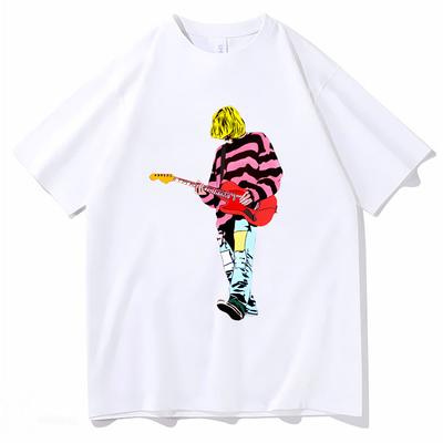 Camiseta Kurt Cobain Camisetas con Estampado de Música Hombres Mujeres Verano Manga Corta Camiseta Algodón Cuello Redondo Camisas Ropa Hip Hop Masculina