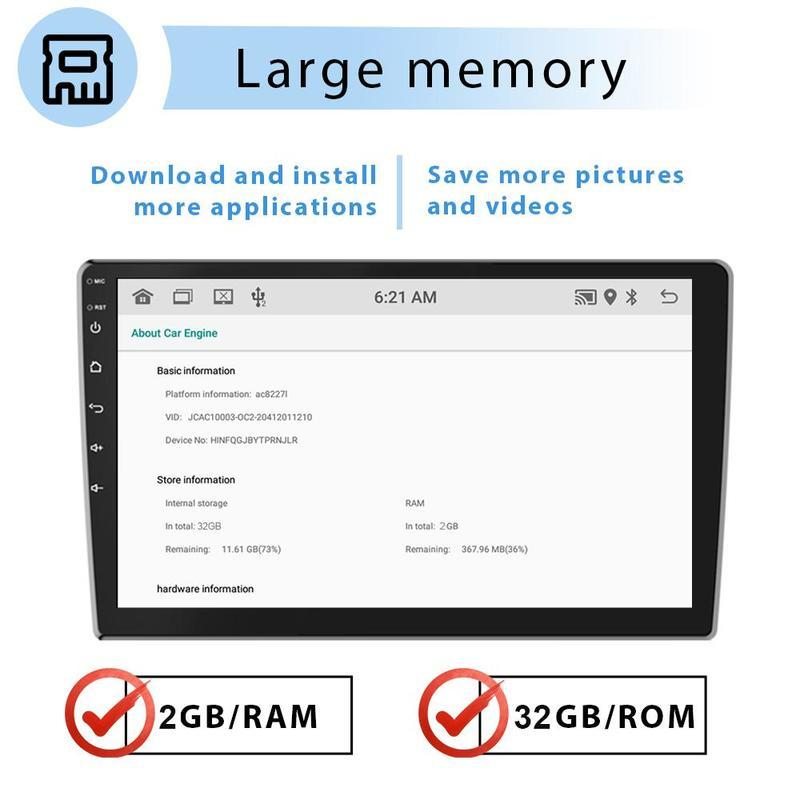 Android 11.0 2Din 10,1'' HD 1080P autorádio 1+16G/2+32G MP5 přehrávač do auta WIFI GPS Bluetooth FM rádio Mirror Link AHD Pohled zezadu