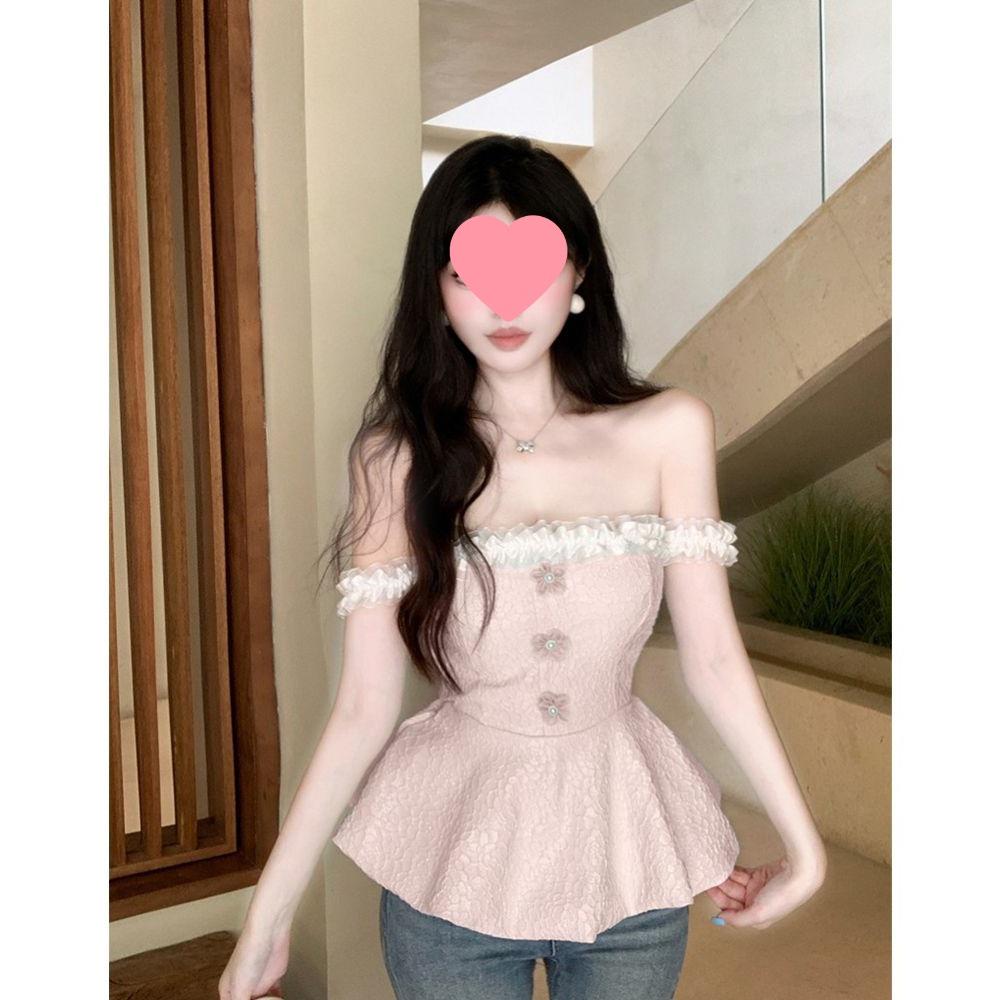 Korean Chic One-Shoulder Camisole: Summer Puffy Elegant Slim-Fit Top for Women