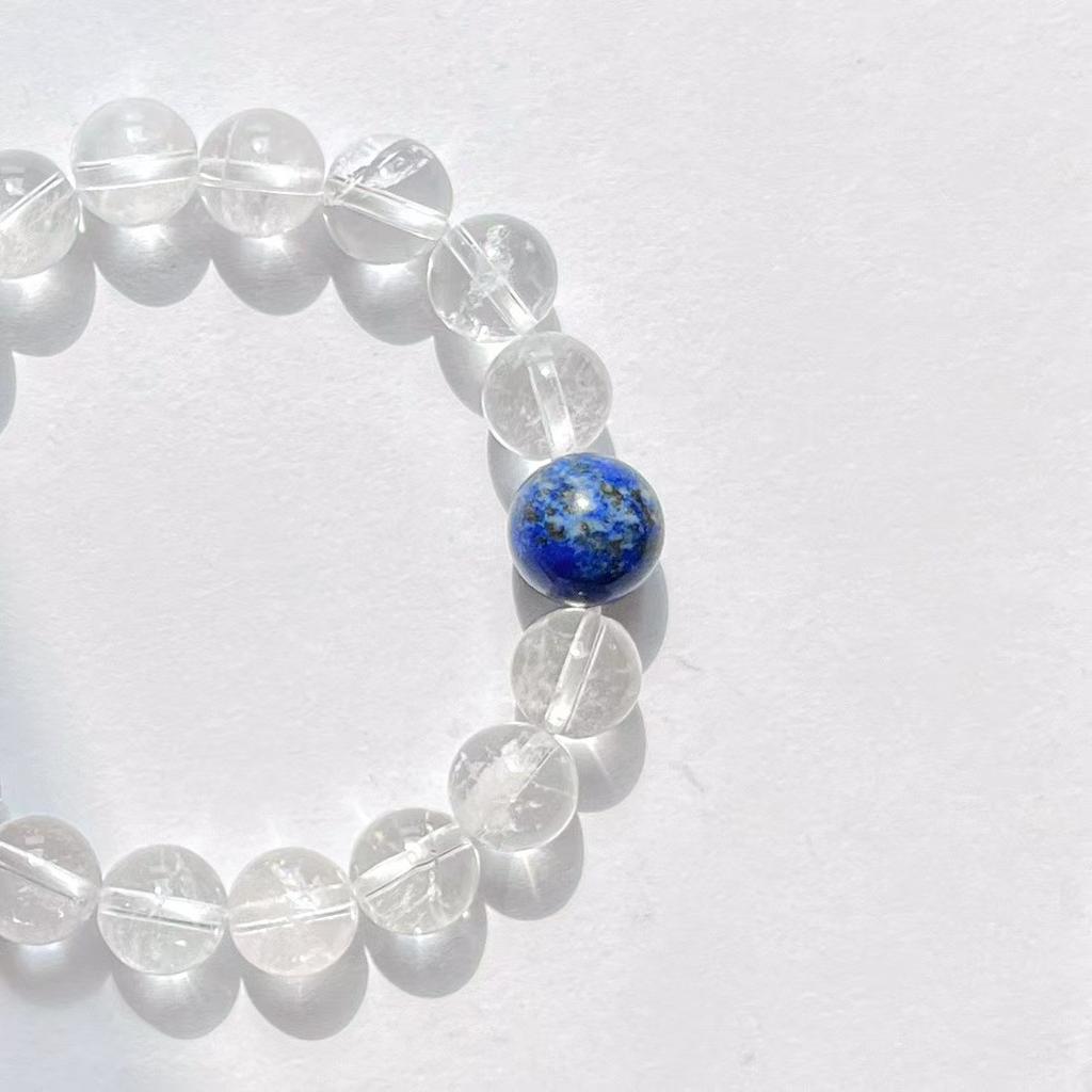 10Mm Natural White Crystal Lapis Lazuli Design Bracelet Bracelet.