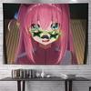 Anime Girls Friendship Tapestry Wall Hanging Peace Sign Guitar Case Colorful Aesthetic Wall Art Indie Dorm Decor