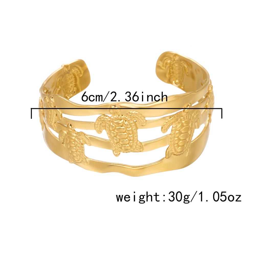 Holiday style starfish conch turtle high color retention opening bracelet, new 18K gold oil pressure stainless steel bracelet