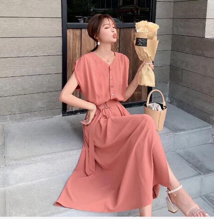 2024 Sommer Koreanischer Stil Chiffonkleid: Französisch inspiriert, Knielang, Elegant & Trendy