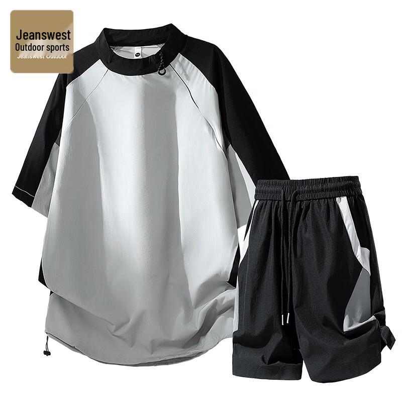 JEANSWEST OUTDOOR Men s Quick-Dry Summer T-Shirt & Shorts Set 2XL