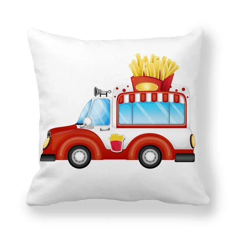 Cartoon Food Car Print Pillowcase Living Room Office Home Pillowcase Car Ornaments