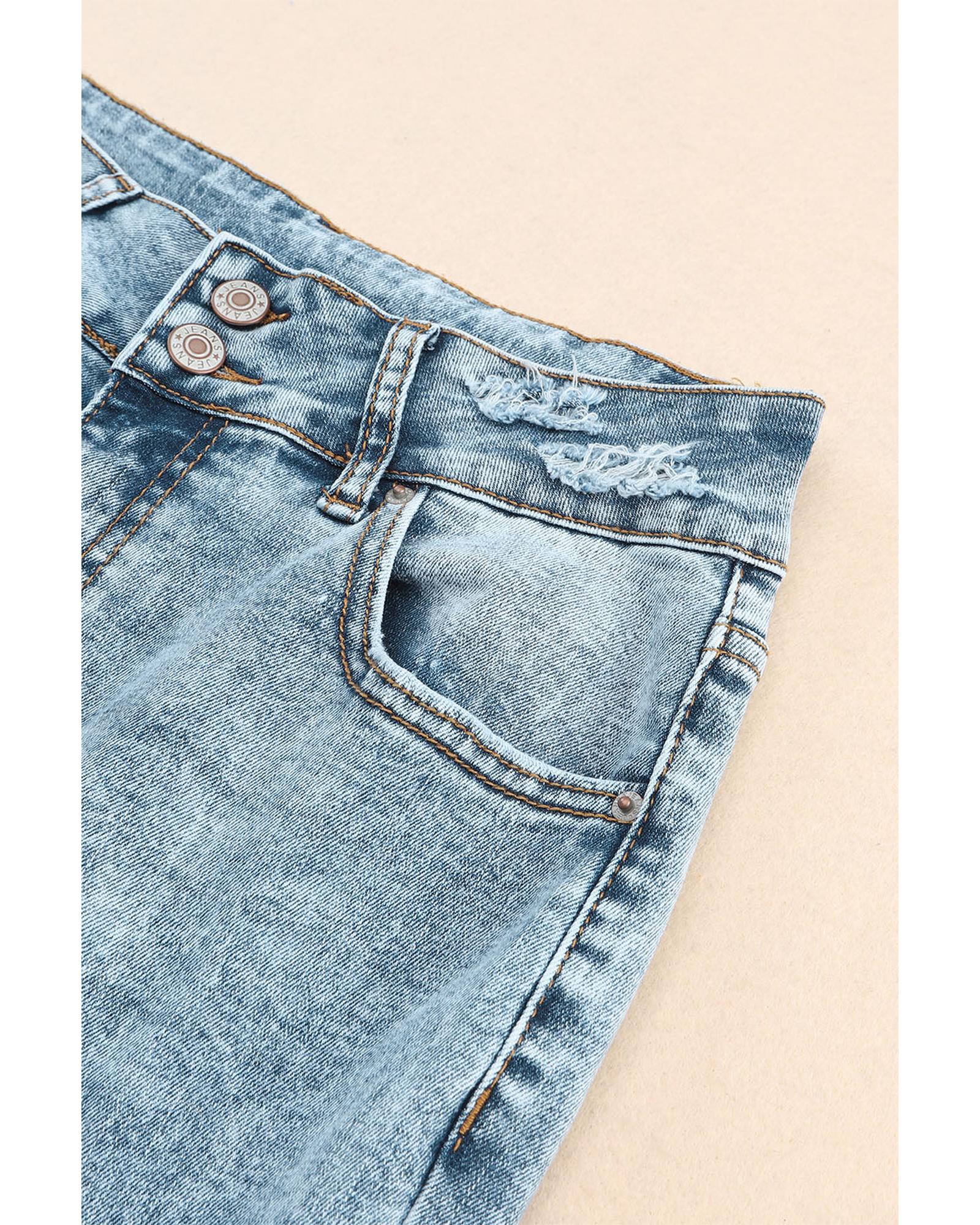 

Azura Exchange Ripped Detail Flare Bottom Jeans 12 US небо синє кольору