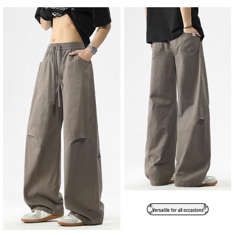 Izzueit Men's Pure Cotton Wide-Leg Straight-Leg Casual Pants