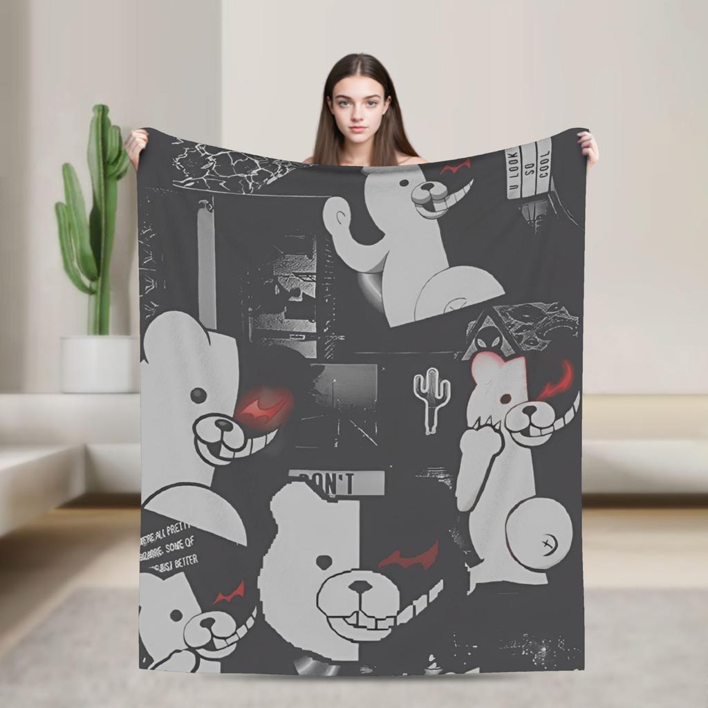 Danganronpa Game Anime Blankets Monokuma Nagito Flannel Novelty Warm Throw Blankets for Bedspread All Season Couch