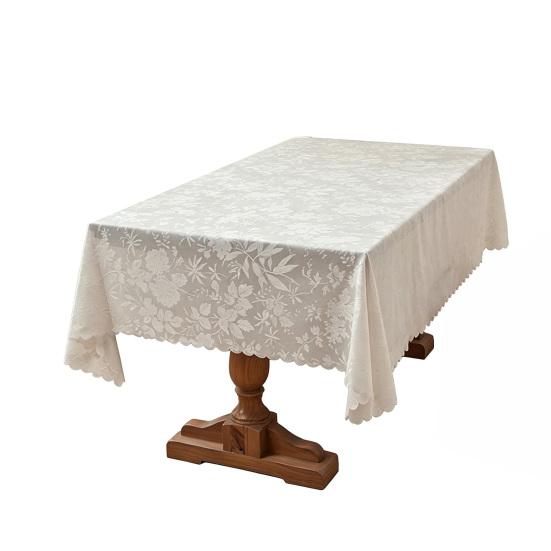 Lace Tablecloth, Wedding Rectangular Table Cloth, Vintage Embossed Floral Lace Table Cover for Tea Party Reception Home Decor
